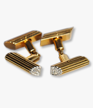 Yellow gold and diamond cufflinks | Statement Jewels