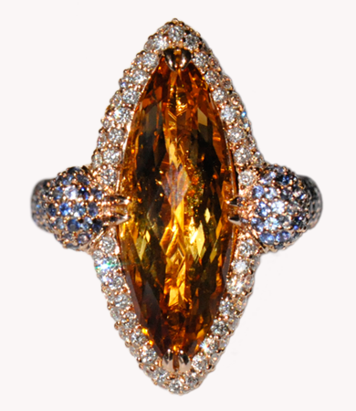 Rosé gold Artur Scholl ring with citrine, orange and blue sapphires, and diamonds | Statement Jewels Rosé gold Artur Scholl ring with citrine, orange and blue sapphires, and diamonds | Statement Jewels