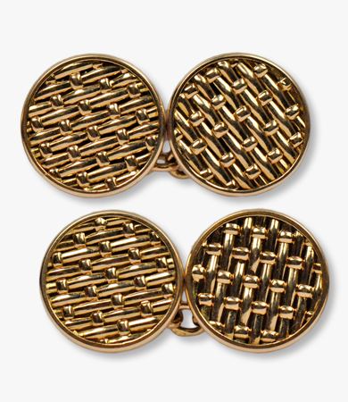 Yellow gold bamboo motif Mellerio cufflinks | Statement Jewels