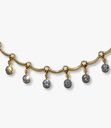 Yellow gold necklace with 8 brilliant cut diamonds | Statement Jewels