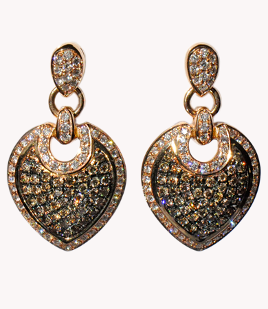 Rosé gold white and champagne diamond Artur Scholl earrings  | Statement Jewels