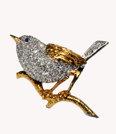 Platinum and yellow gold, diamond and sapphire Tiffany brooch | Statement Jewels