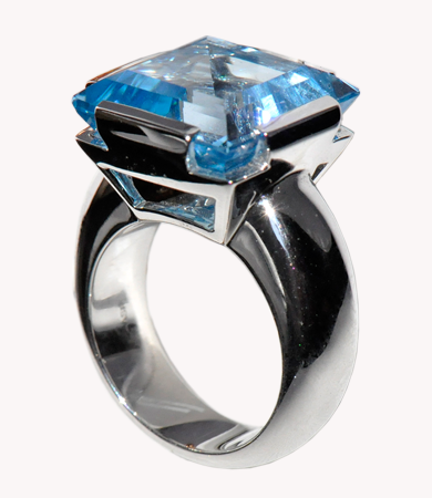 White gold and blue topaz Artur Scholl ring | Statement Jewels