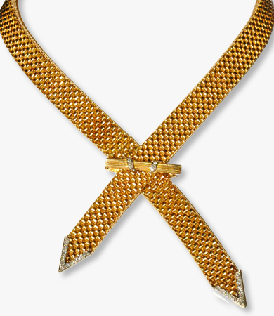 Yellow gold and diamonds '50s necklace | Statement Jewels