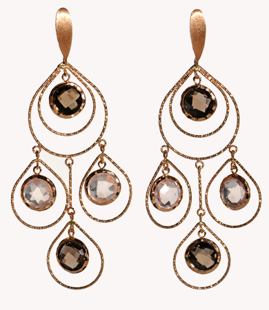 Rosé gold, smoky quartz & pink quartz Artur Scholl earrings | Statement Jewels