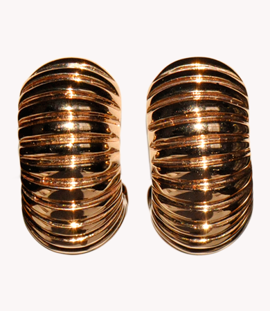 Rosé gold, ribbed Artur Scholl creole earrings | Statement Jewels