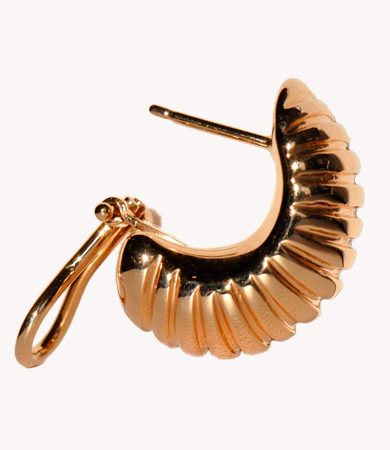 Rosé gold, ribbed Artur Scholl creole earrings | Statement Jewels