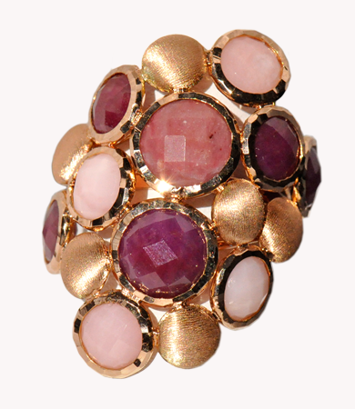 Rosé gold, ruby, pink opal, chalcedony Artur Scholl ring | Statement Jewels