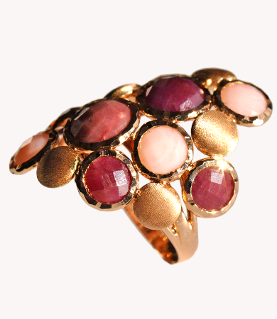 Rosé gold, ruby, pink opal, chalcedony Artur Scholl ring | Statement Jewels