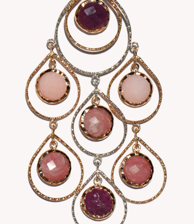 Rosé & white gold, ruby, pink opal, chalcedony Artur Scholl earrings | Statement Jewels