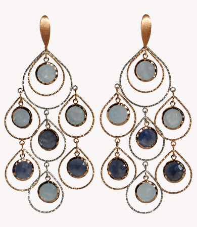 Rosé & white gold, sapphire & aquamarine Artur Scholl earrings | Statement Jewels
