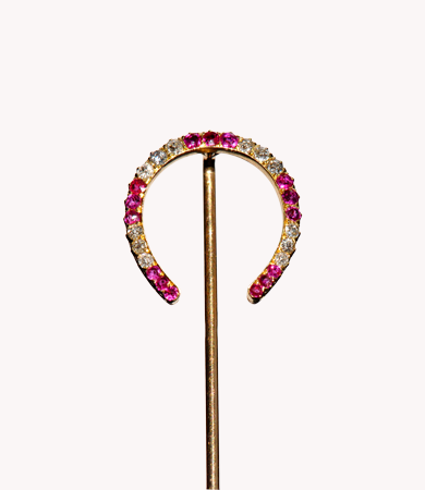 Yellow gold, diamond & ruby tie pin from around 1900 | Statement Jewels