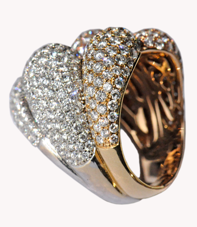 Yellow, rosé & white gold and diamond Artur Scholl 'Knut' ring | Statement Jewels