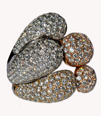 Yellow, rosé & white gold and diamond Artur Scholl 'Knut' ring | Statement Jewels