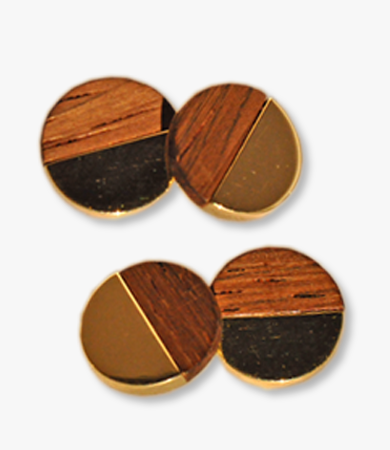 Yellow gold and wood '70s cufflinks | Statement Jewels