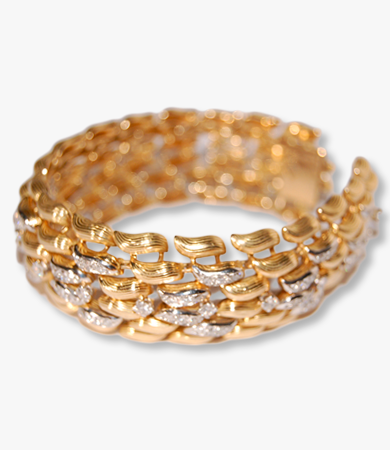 Yellow gold, platinum and diamonds '50s bracelet | Statement Jewels