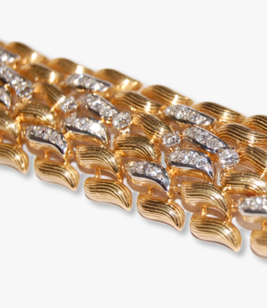 Yellow gold, platinum and diamonds '50s bracelet | Statement Jewels