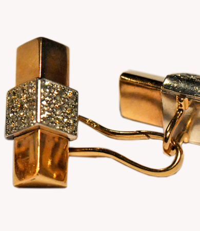 Platinum and rosé gold cufflinks with diamonds | Statement Jewels