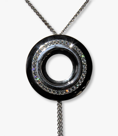 White gold and diamond Le Chic pendant+chain | Statement Jewels