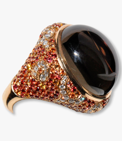 Rosé gold, sapphires, diamonds, smoky quartz Artur Scholl ring | Statement Jewels Rosé gold, sapphires, diamonds, smoky quartz Artur Scholl ring | Statement Jewels