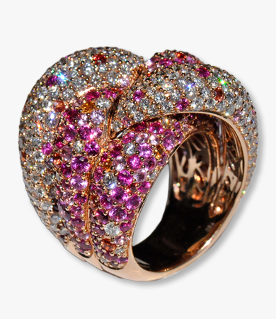 Rosé gold, diamond, sapphire, ruby Artur Scholl ring | Statement Jewels