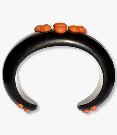 Yellow gold, coral & ebony T.A.C. bracelet | Statement Jewels