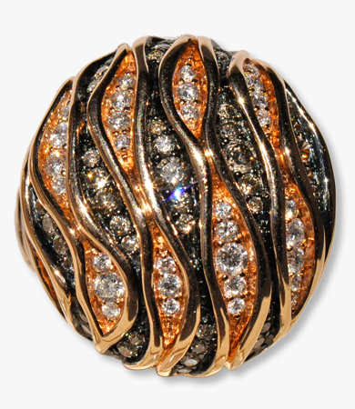 Rosé gold Artur Scholl ring with white and black diamonds | Statement Jewels Rosé gold Artur Scholl ring with white and black diamonds | Statement Jewels