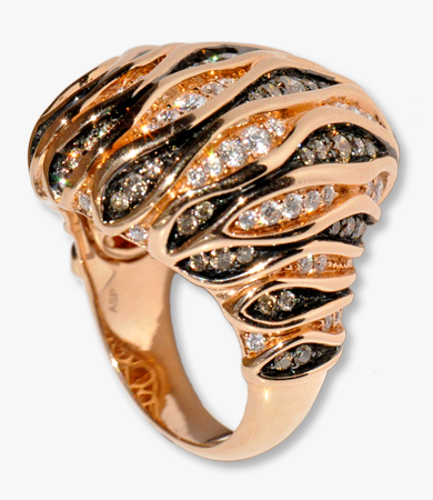 Rosé gold Artur Scholl ring with white and black diamonds | Statement Jewels