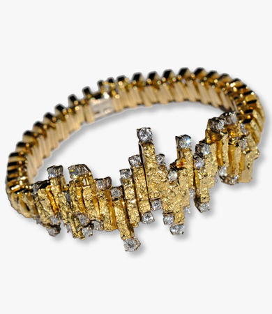 Yellow gold and diamonds '60s bracelet | Statement Jewels