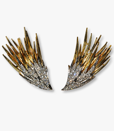 Yellow gold, platinum and diamonds E. Pearl set | Statement Jewels Yellow gold, platinum and diamonds E. Pearl set | Statement Jewels