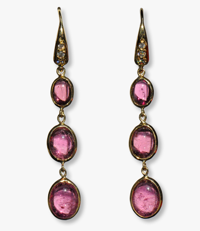 Yellow gold, tourmaline and diamond earrings | Statement Jewels