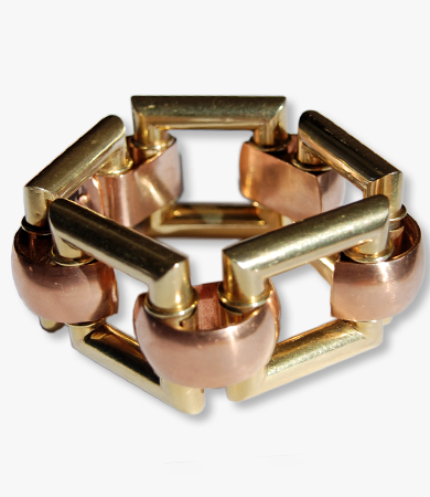 Yellow and rosé gold '40s square link bracelet | Statement Jewels