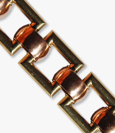 Yellow and rosé gold '40s square link bracelet | Statement Jewels Yellow and rosé gold '40s square link bracelet | Statement Jewels