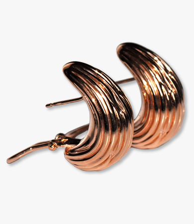 Rosé gold, ribbed, drop-form Artur Scholl earrings | Statement Jewels Rosé gold, ribbed, drop-form Artur Scholl earrings | Statement Jewels