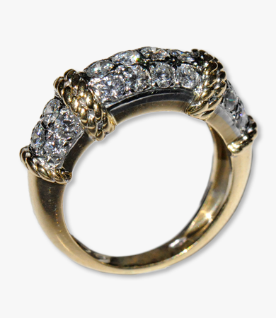White and yellow gold and diamonds Fred Paris ring | Statement Jewels