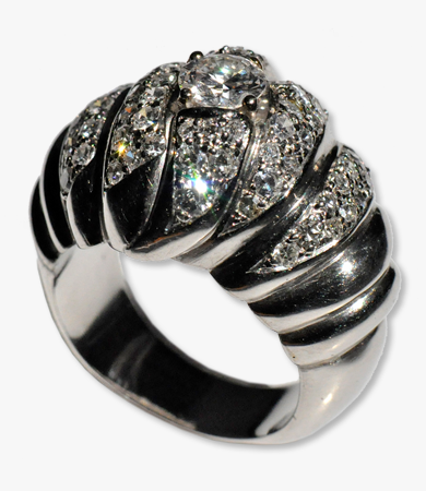 Platinum 1950s/60s ring with around 3 carats of diamonds | Statement Jewels