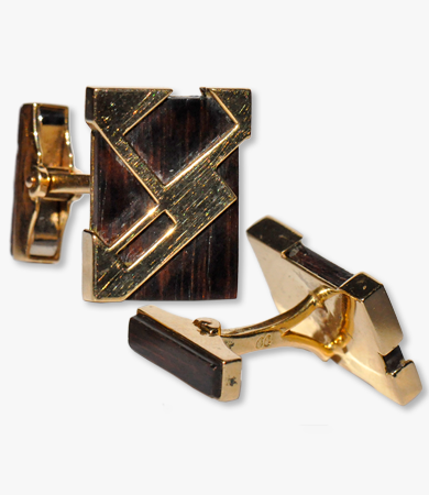 Yellow gold and snakewood Soubrenie et Bois cufflinks | Statement Jewels Yellow gold and snakewood Soubrenie et Bois cufflinks | Statement Jewels