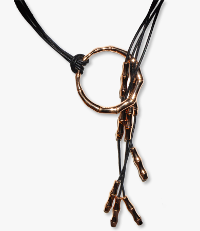 Rosé gold bamboo motif Artur Scholl necklace | Statement Jewels