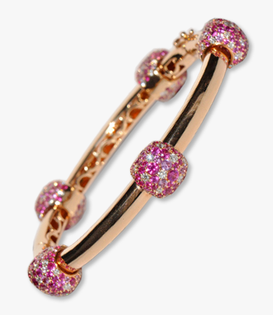 Rosé gold Artur Scholl bracelet with diamonds and pink sapphires | Statement Jewels