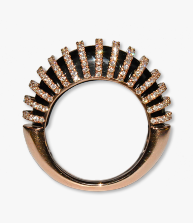 Rosé gold, onyx and diamond Artur Scholl ring | Statement Jewels