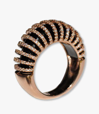 Rosé gold, onyx and diamond Artur Scholl ring | Statement Jewels
