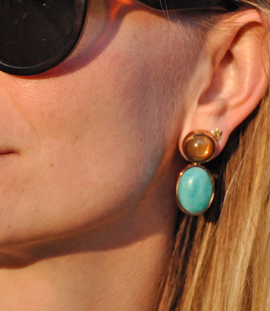 Rosé gold, sunstone & amazonite T.A.C. earrings | Statement Jewels Rosé gold, sunstone & amazonite T.A.C. earrings | Statement Jewels