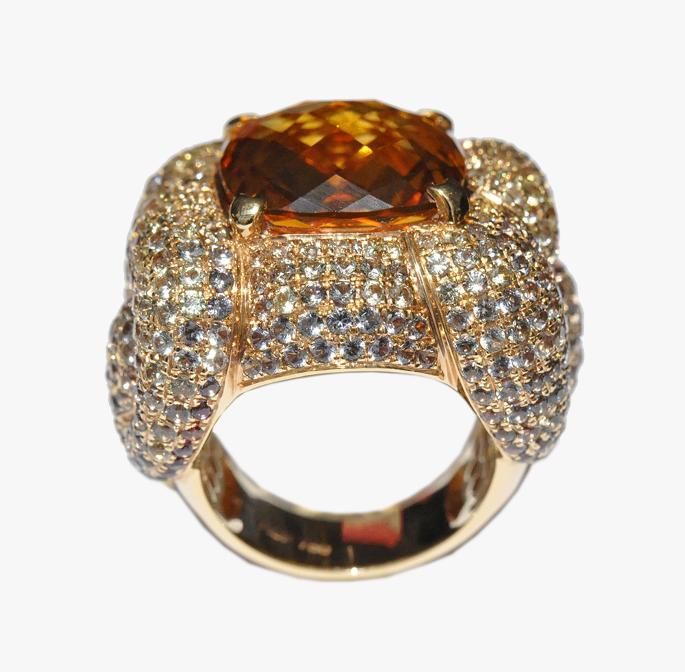 Rose gold Artur Scholl ring with citrine and multi-coloured sapphires | Statement Jewels Rose gold Artur Scholl ring with citrine and multi-coloured sapphires | Statement Jewels