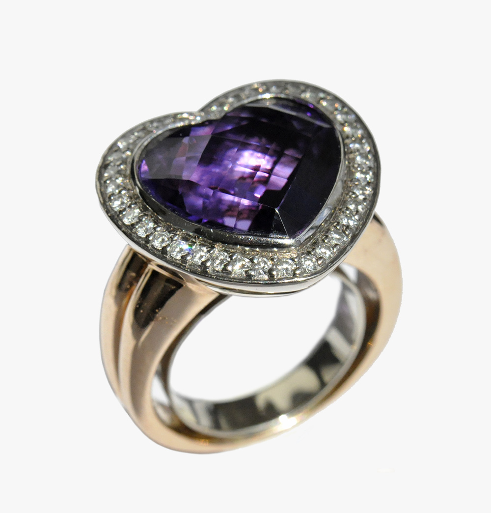 Rose & white gold, amethyst & diamonds Artur Scholl ring | Statement Jewels Rose & white gold, amethyst & diamonds Artur Scholl ring | Statement Jewels